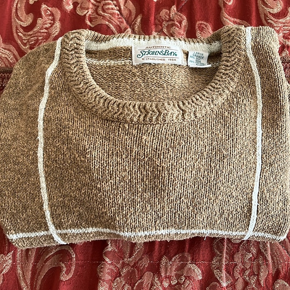 Vintage StJohn’s Bay Large men’s long sleeve camel color -crew neck - Picture 5 of 5